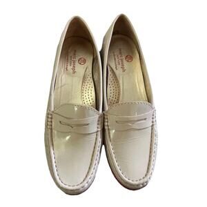 marc joseph new york East Village Sz 10 Beige Penny loafers Patent Leather Shoes